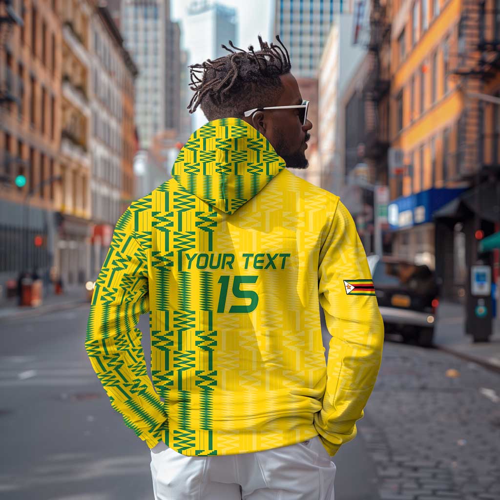 Custom Zimbabwe Football Hoodie Come On Warriors - Kente Pattern - African Pride