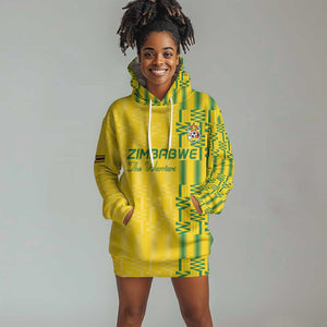 Custom Zimbabwe Football Hoodie Dress Come On Warriors - Kente Pattern - African Pride