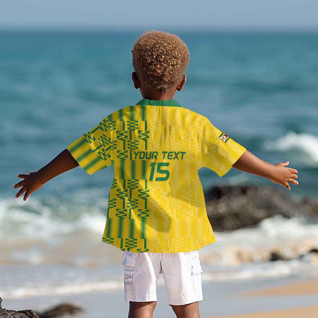 Custom Zimbabwe Football Kid Hawaiian Shirt Come On Warriors - Kente Pattern - African Pride