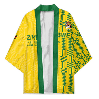 Custom Zimbabwe Football Kimono Come On Warriors - Kente Pattern - African Pride