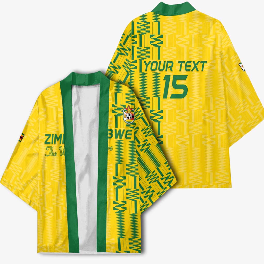 Custom Zimbabwe Football Kimono Come On Warriors - Kente Pattern - African Pride