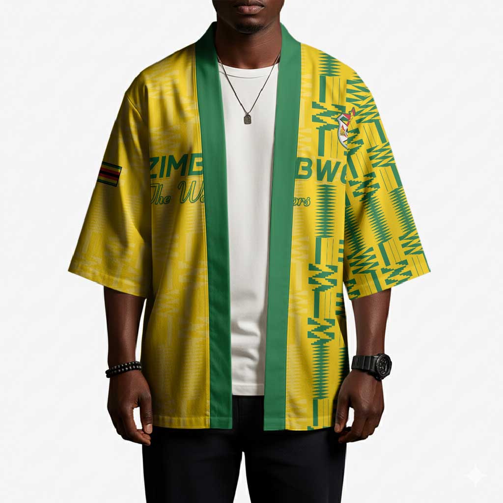 Custom Zimbabwe Football Kimono Come On Warriors - Kente Pattern - African Pride