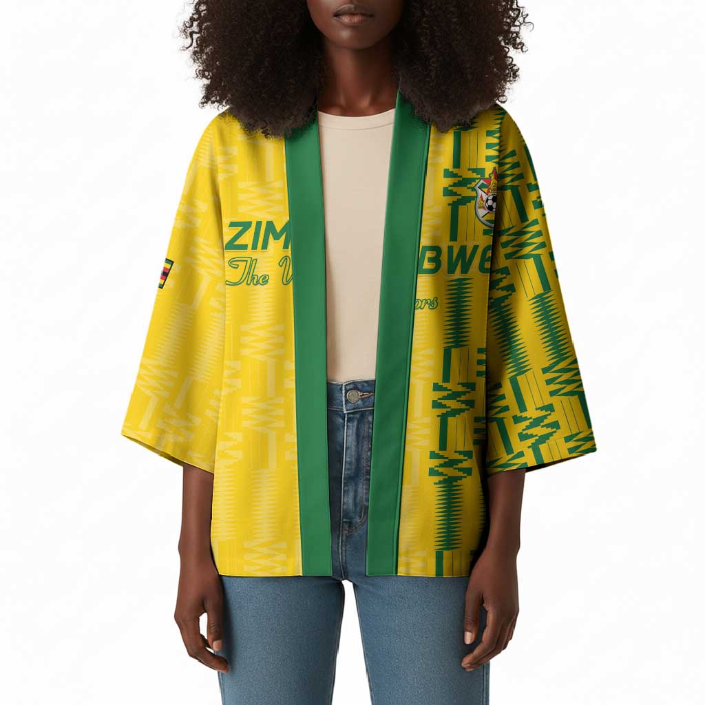 Custom Zimbabwe Football Kimono Come On Warriors - Kente Pattern - African Pride