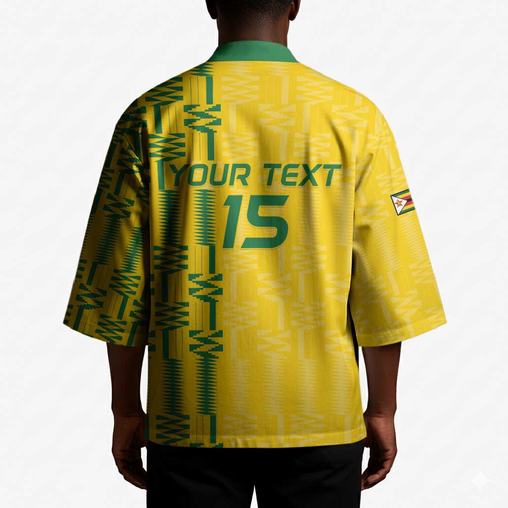 Custom Zimbabwe Football Kimono Come On Warriors - Kente Pattern - African Pride