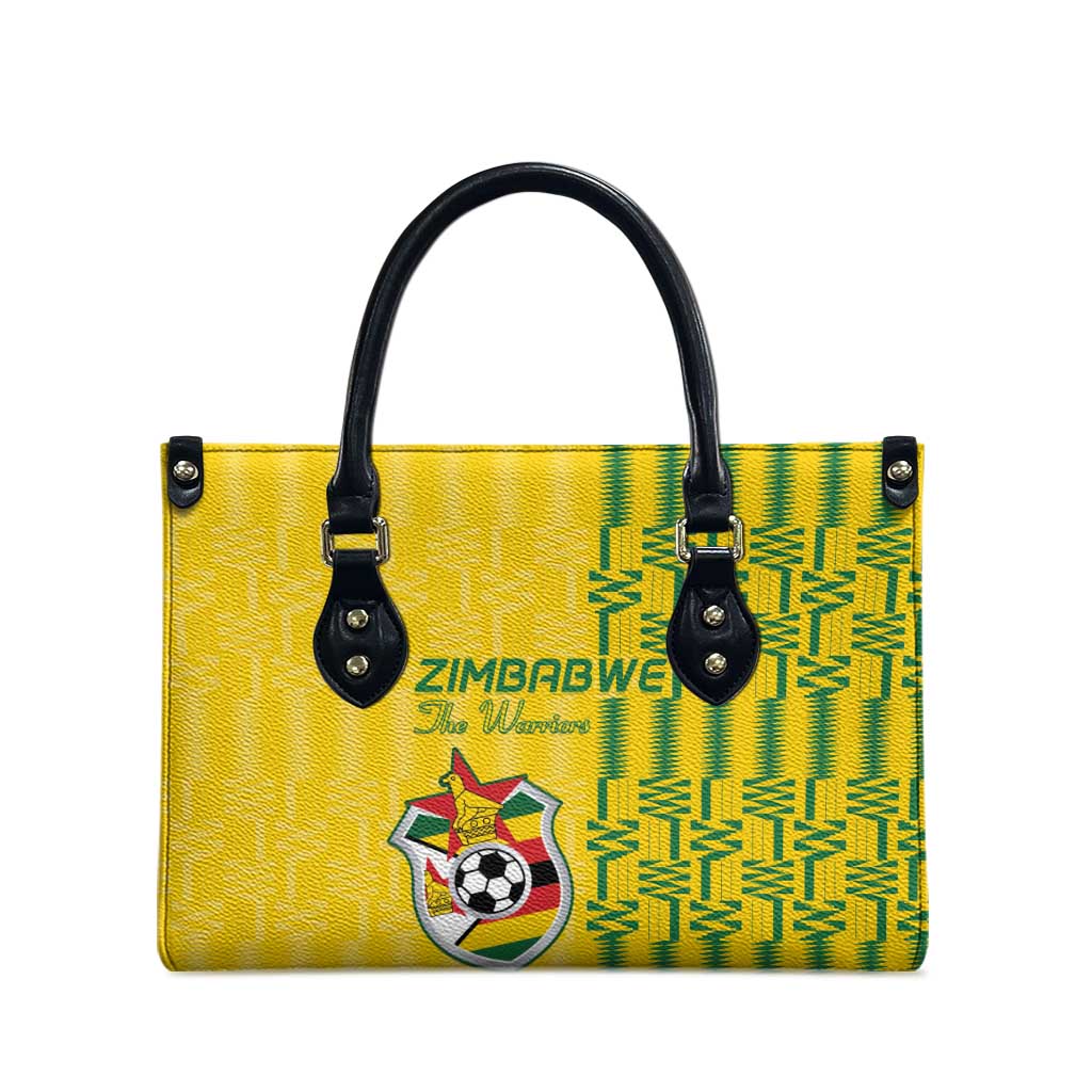 Zimbabwe Football Leather Bag Come On Warriors - Kente Pattern - African Pride