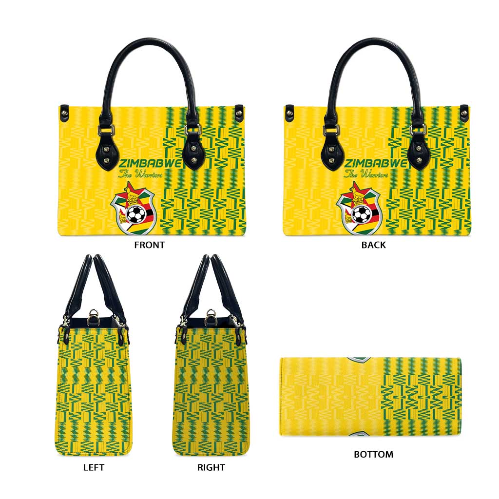 Zimbabwe Football Leather Bag Come On Warriors - Kente Pattern - African Pride