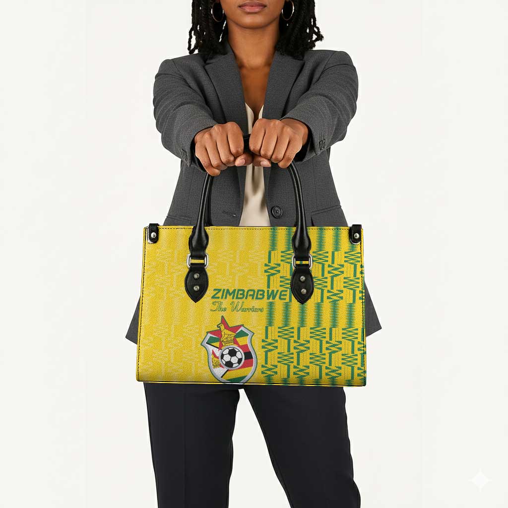Zimbabwe Football Leather Bag Come On Warriors - Kente Pattern - African Pride