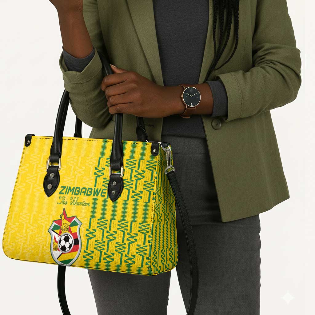 Zimbabwe Football Leather Bag Come On Warriors - Kente Pattern - African Pride