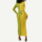 Custom Zimbabwe Football Long Sleeve Bodycon Dress Come On Warriors - Kente Pattern - African Pride