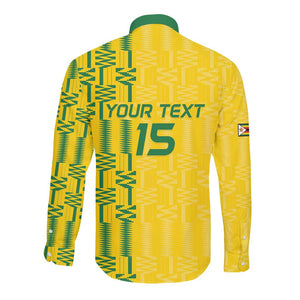 Custom Zimbabwe Football Long Sleeve Button Shirt Come On Warriors - Kente Pattern - African Pride