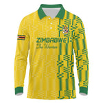 Custom Zimbabwe Football Long Sleeve Polo Shirt Come On Warriors - Kente Pattern - African Pride