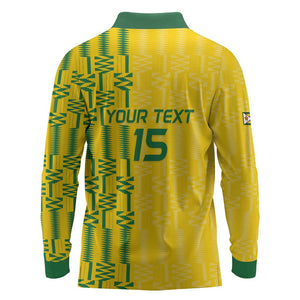 Custom Zimbabwe Football Long Sleeve Polo Shirt Come On Warriors - Kente Pattern - African Pride