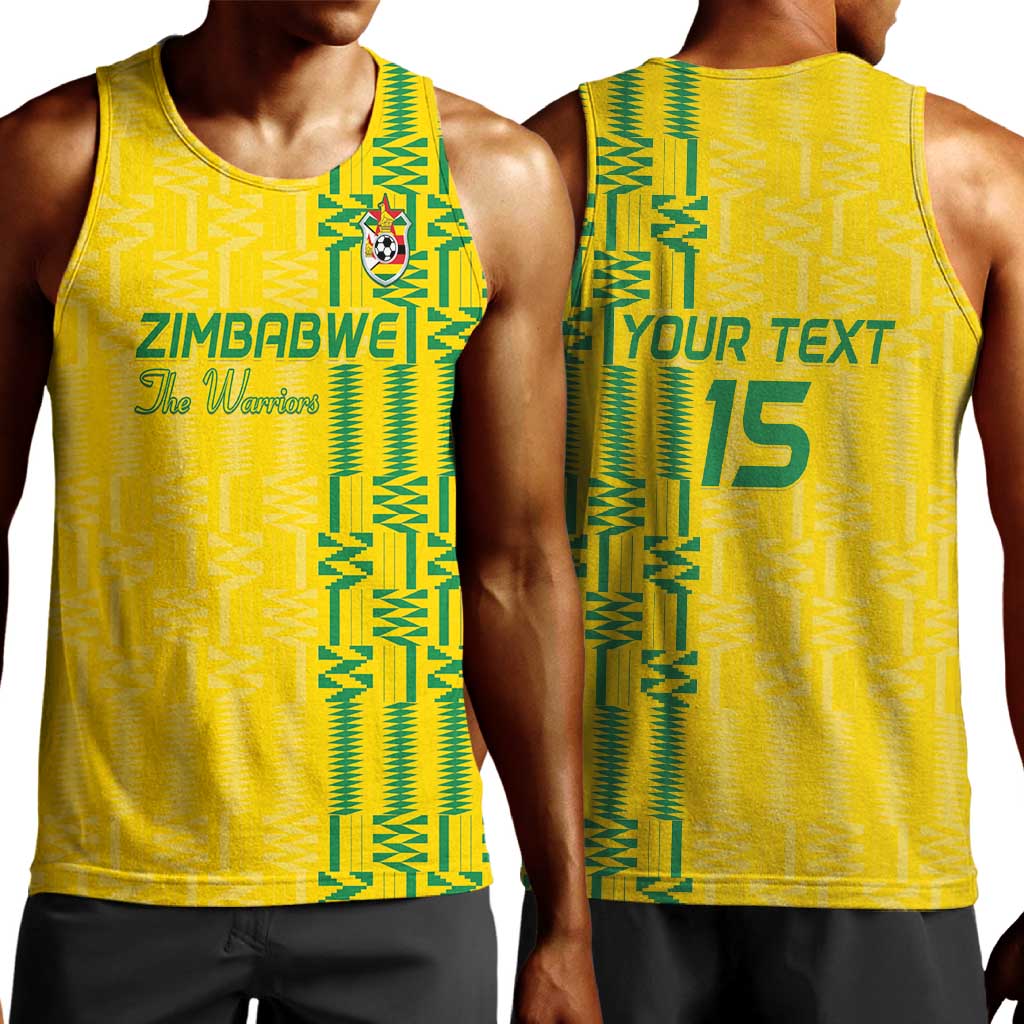 Custom Zimbabwe Football Men Tank Top Come On Warriors - Kente Pattern - African Pride
