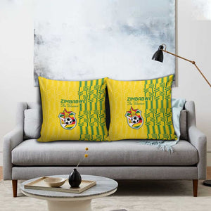 Zimbabwe Football Pillow Cover Come On Warriors - Kente Pattern - African Pride