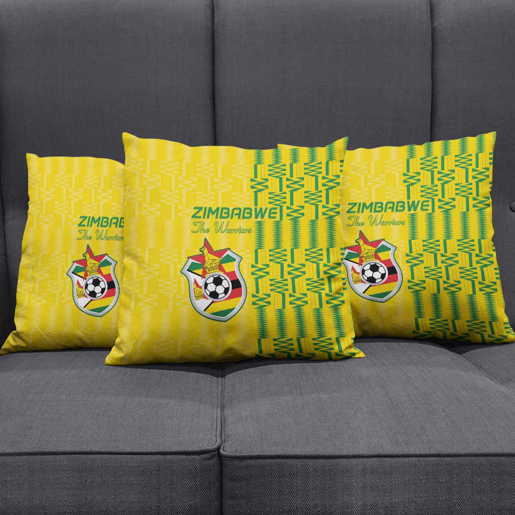 Zimbabwe Football Pillow Cover Come On Warriors - Kente Pattern - African Pride