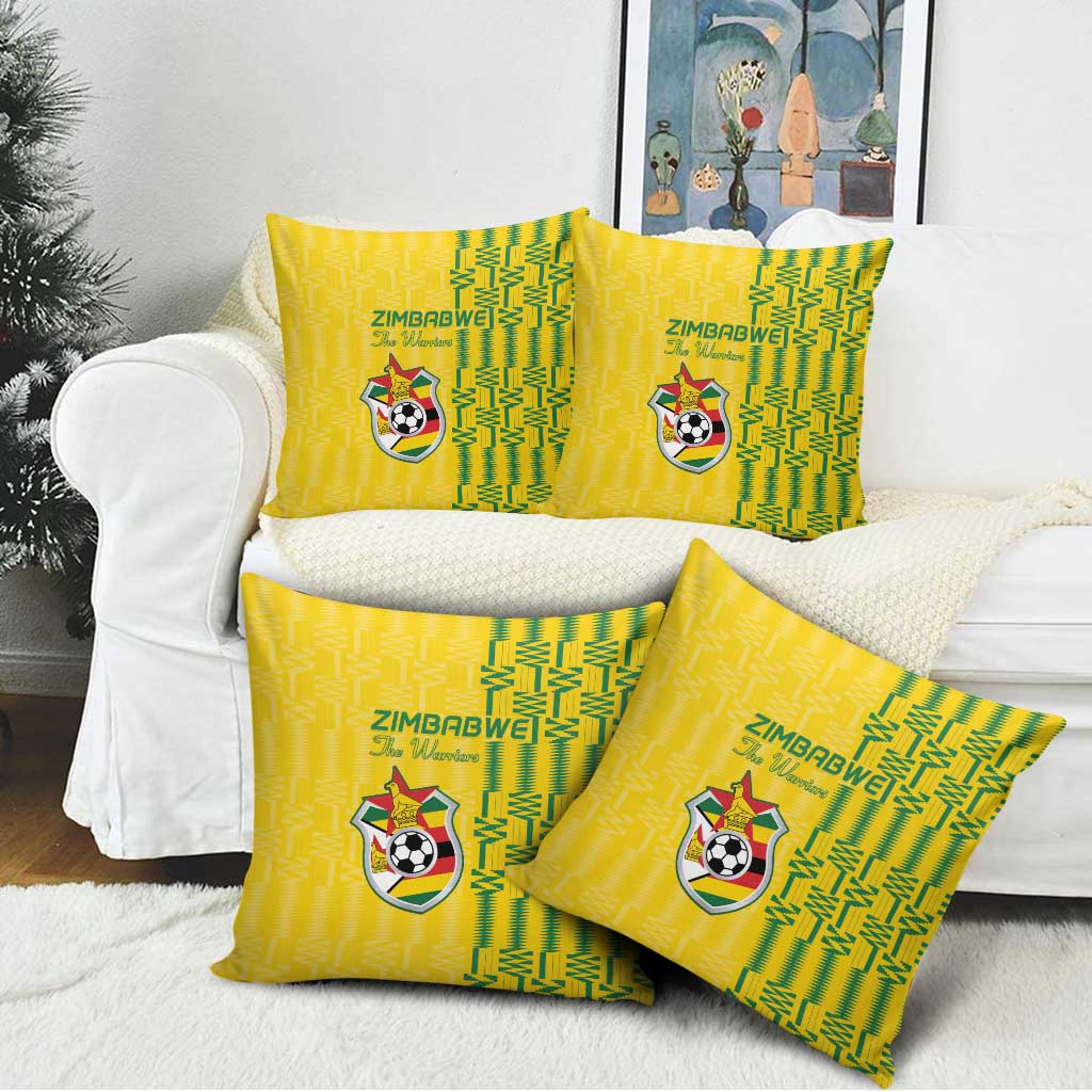 Zimbabwe Football Pillow Cover Come On Warriors - Kente Pattern - African Pride
