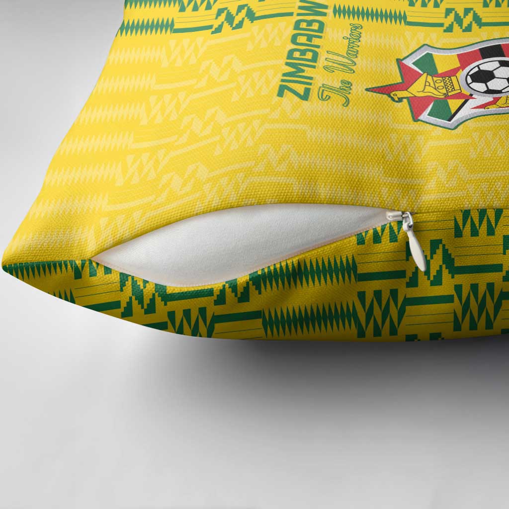 Zimbabwe Football Pillow Cover Come On Warriors - Kente Pattern - African Pride