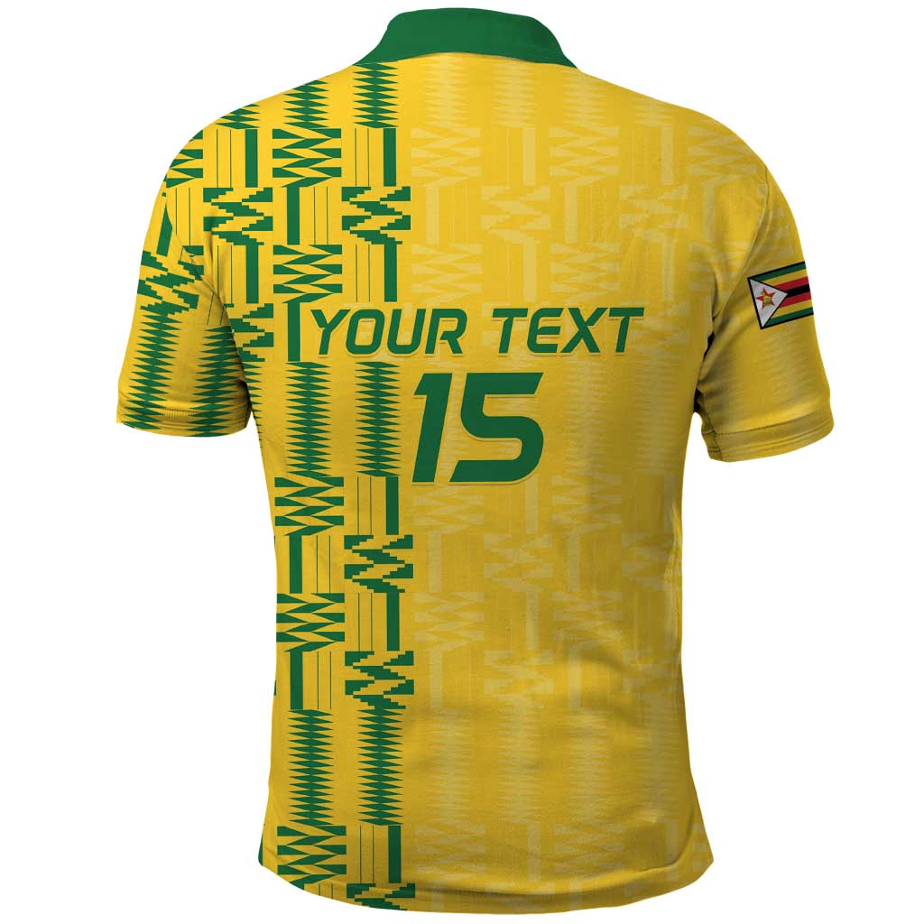 Custom Zimbabwe Football Polo Shirt Come On Warriors - Kente Pattern - African Pride