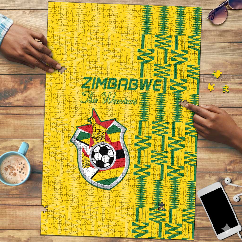 Zimbabwe Football Puzzle Come On Warriors - Kente Pattern - African Pride