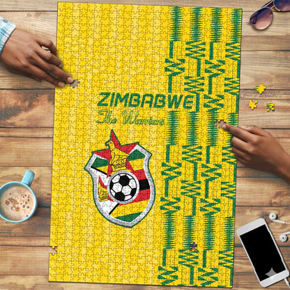 Zimbabwe Football Puzzle Come On Warriors - Kente Pattern - African Pride