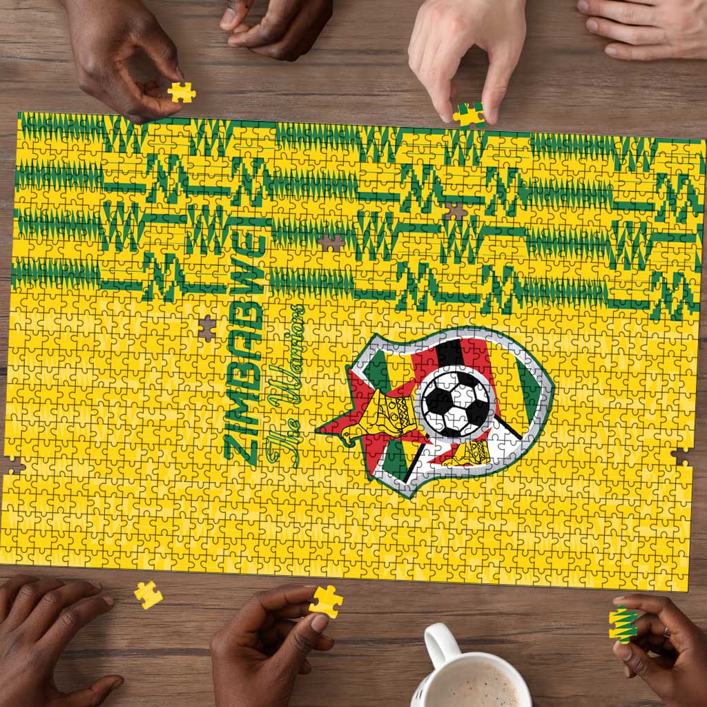 Zimbabwe Football Puzzle Come On Warriors - Kente Pattern - African Pride