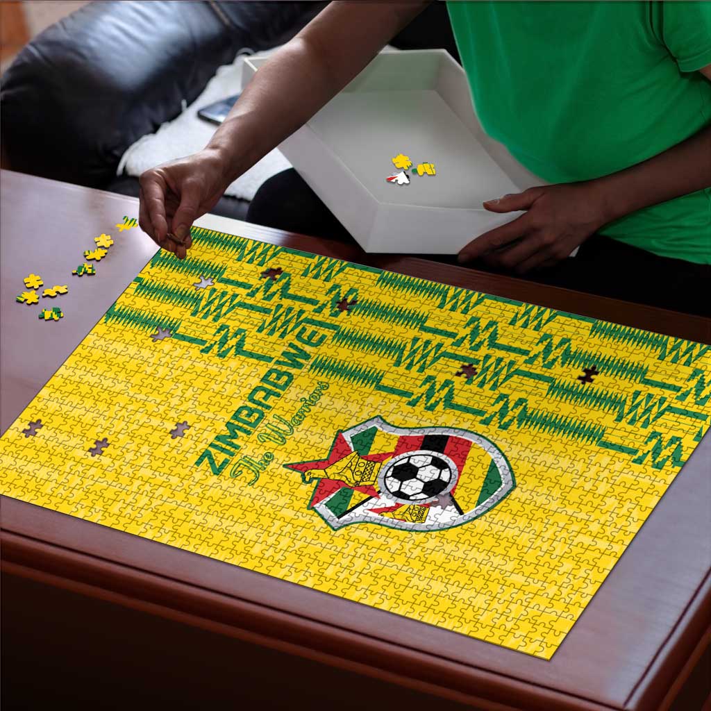 Zimbabwe Football Puzzle Come On Warriors - Kente Pattern - African Pride