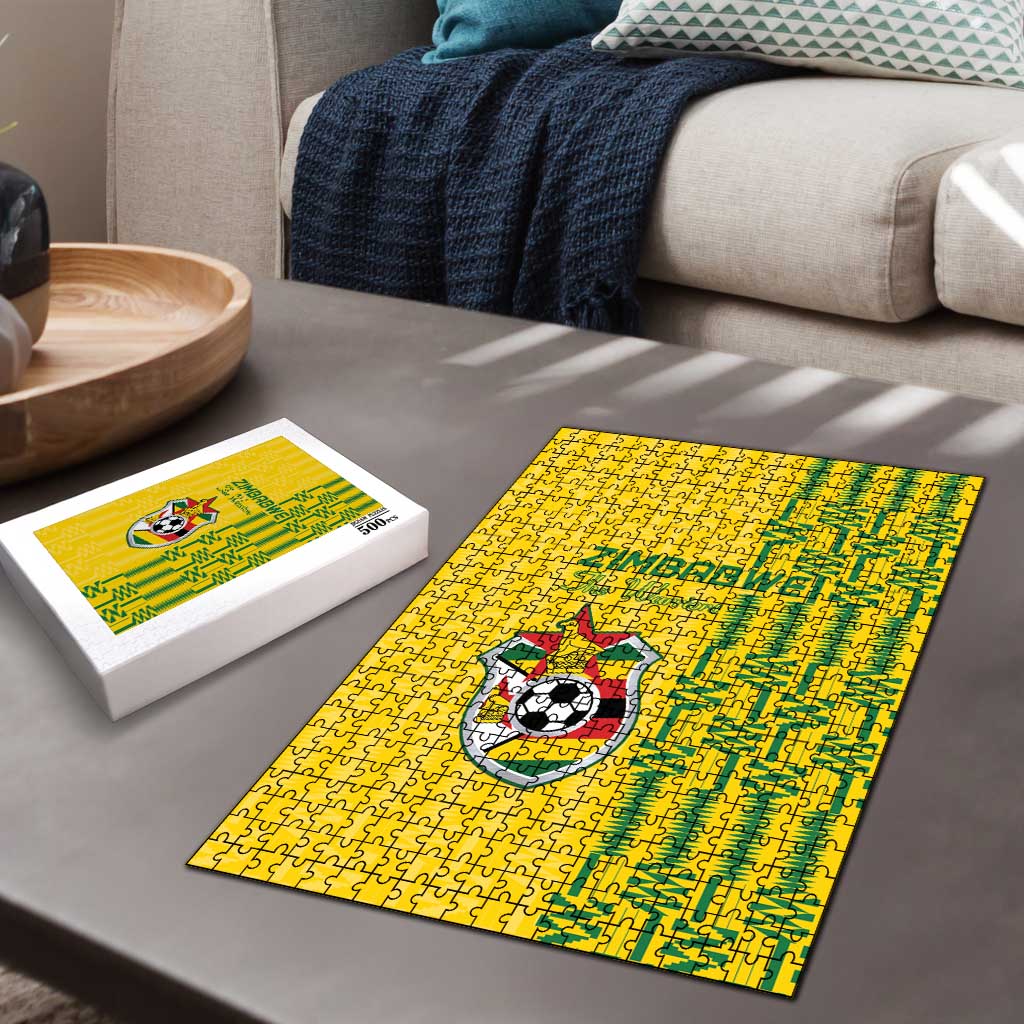 Zimbabwe Football Puzzle Come On Warriors - Kente Pattern - African Pride