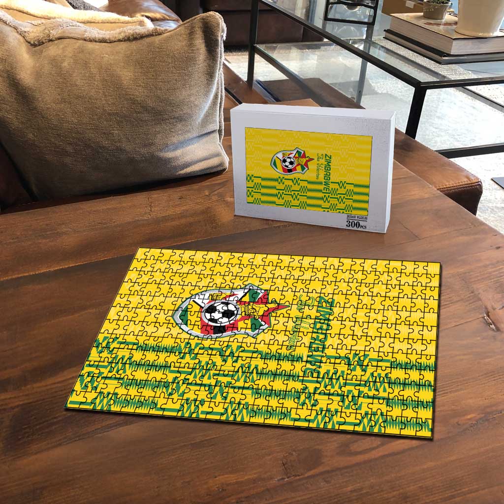 Zimbabwe Football Puzzle Come On Warriors - Kente Pattern - African Pride