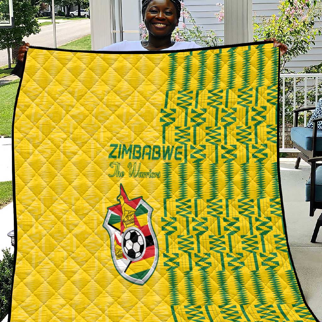Zimbabwe Football Quilt Come On Warriors - Kente Pattern - African Pride