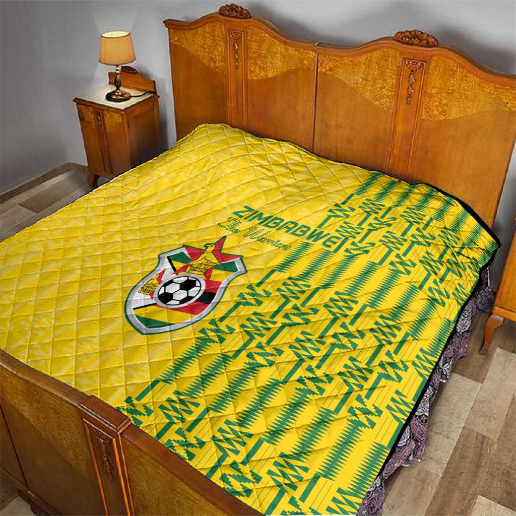 Zimbabwe Football Quilt Come On Warriors - Kente Pattern - African Pride