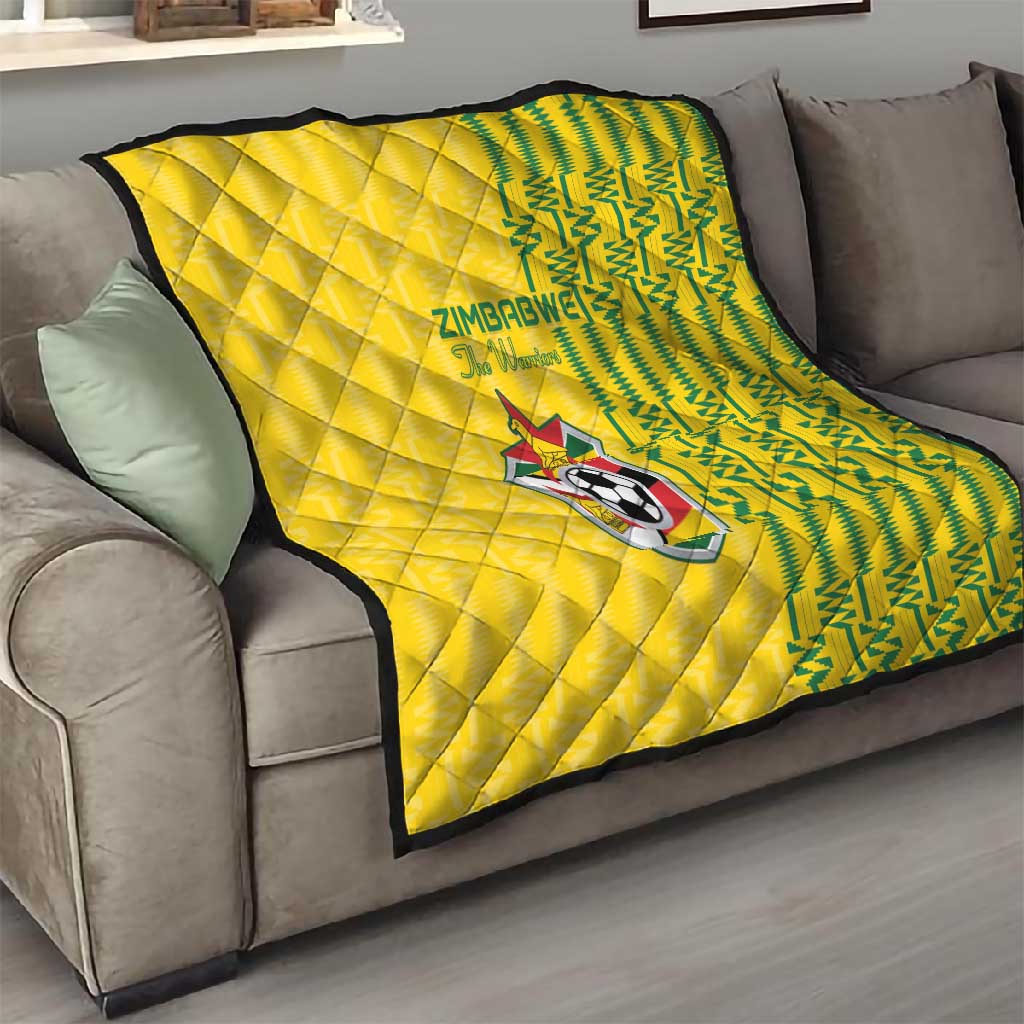 Zimbabwe Football Quilt Come On Warriors - Kente Pattern - African Pride
