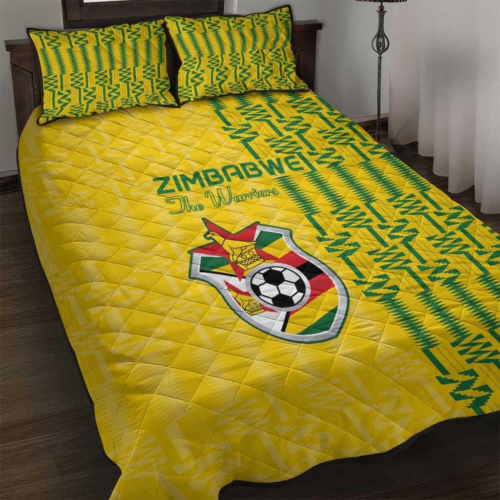 Zimbabwe Football Quilt Bed Set Come On Warriors - Kente Pattern - African Pride
