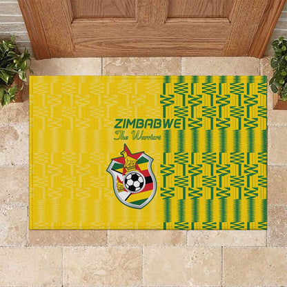 Zimbabwe Football Rubber Doormat Come On Warriors - Kente Pattern - African Pride