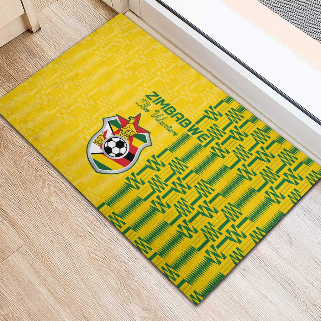 Zimbabwe Football Rubber Doormat Come On Warriors - Kente Pattern - African Pride