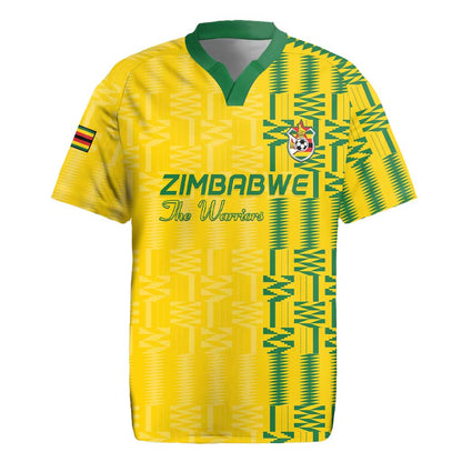 Custom Zimbabwe Football Rugby Jersey Come On Warriors - Kente Pattern - African Pride