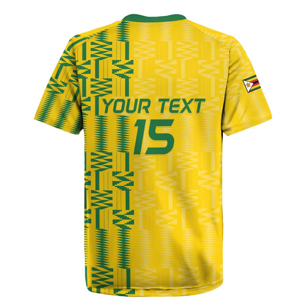 Custom Zimbabwe Football Rugby Jersey Come On Warriors - Kente Pattern - African Pride