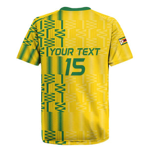 Custom Zimbabwe Football Rugby Jersey Come On Warriors - Kente Pattern - African Pride