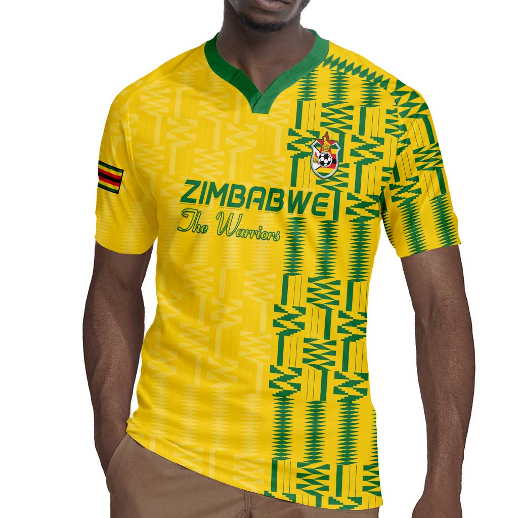 Custom Zimbabwe Football Rugby Jersey Come On Warriors - Kente Pattern - African Pride