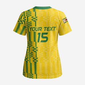 Custom Zimbabwe Football Scrub Top Come On Warriors - Kente Pattern - African Pride