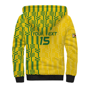 Custom Zimbabwe Football Sherpa Hoodie Come On Warriors - Kente Pattern - African Pride