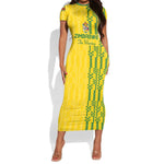 Custom Zimbabwe Football Short Sleeve Bodycon Dress Come On Warriors - Kente Pattern - African Pride