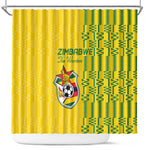 Zimbabwe Football Shower Curtain Come On Warriors - Kente Pattern - African Pride
