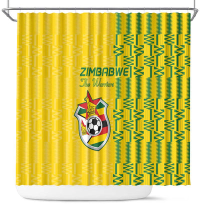 Zimbabwe Football Shower Curtain Come On Warriors - Kente Pattern - African Pride