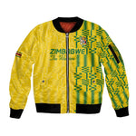 Custom Zimbabwe Football Sleeve Zip Bomber Jacket Come On Warriors - Kente Pattern - African Pride