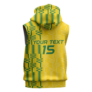 Custom Zimbabwe Football Sleeveless Hoodie Come On Warriors - Kente Pattern - African Pride