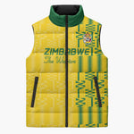 Custom Zimbabwe Football Sleeveless Puffer Jacket Come On Warriors - Kente Pattern - African Pride