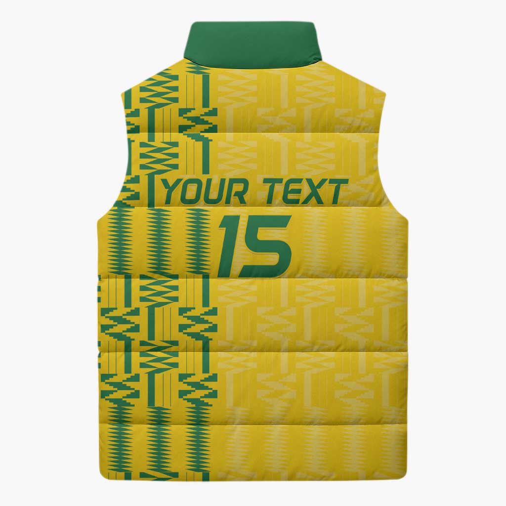 Custom Zimbabwe Football Sleeveless Puffer Jacket Come On Warriors - Kente Pattern - African Pride