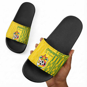 Zimbabwe Football Slide Sandals Come On Warriors - Kente Pattern - African Pride