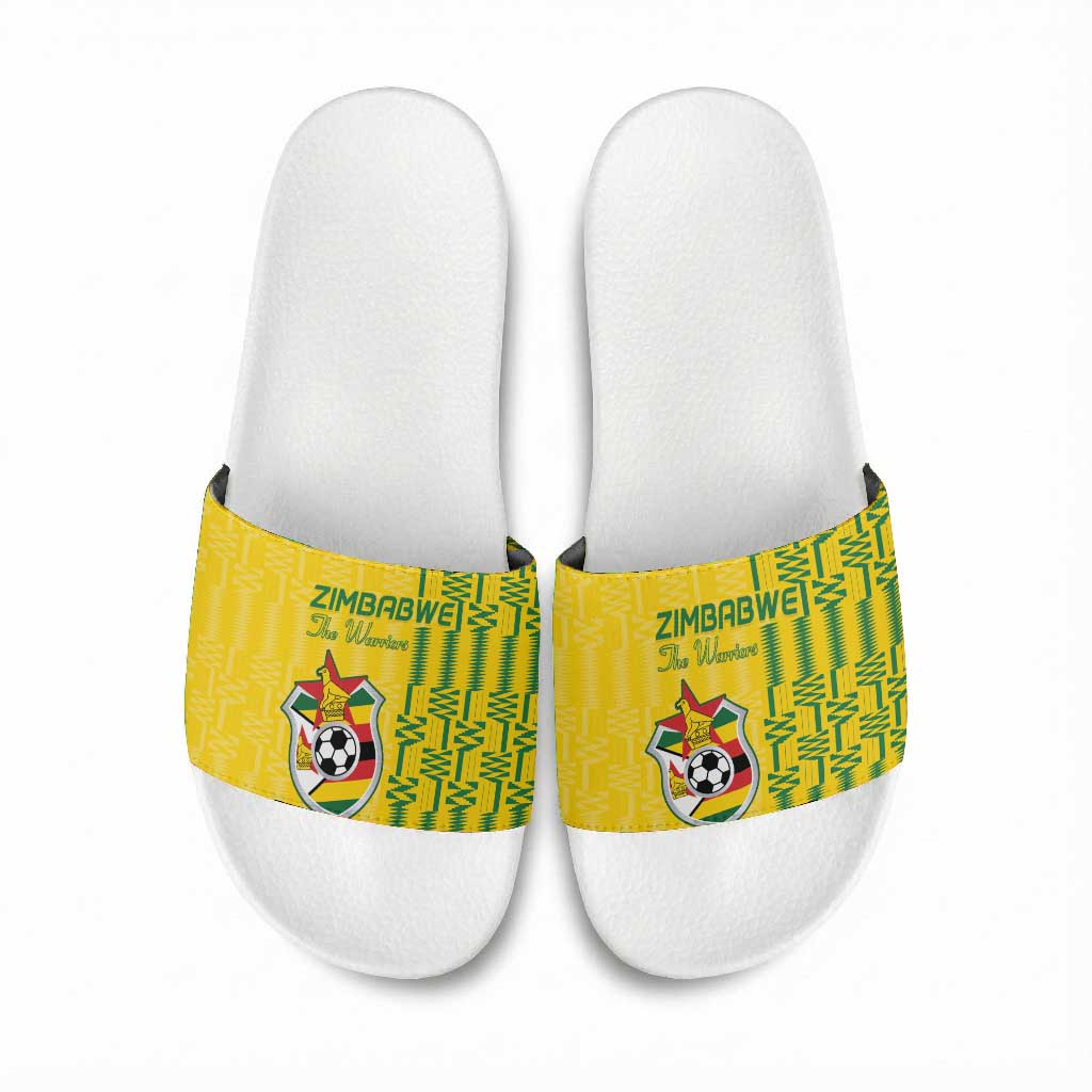 Zimbabwe Football Slide Sandals Come On Warriors - Kente Pattern - African Pride
