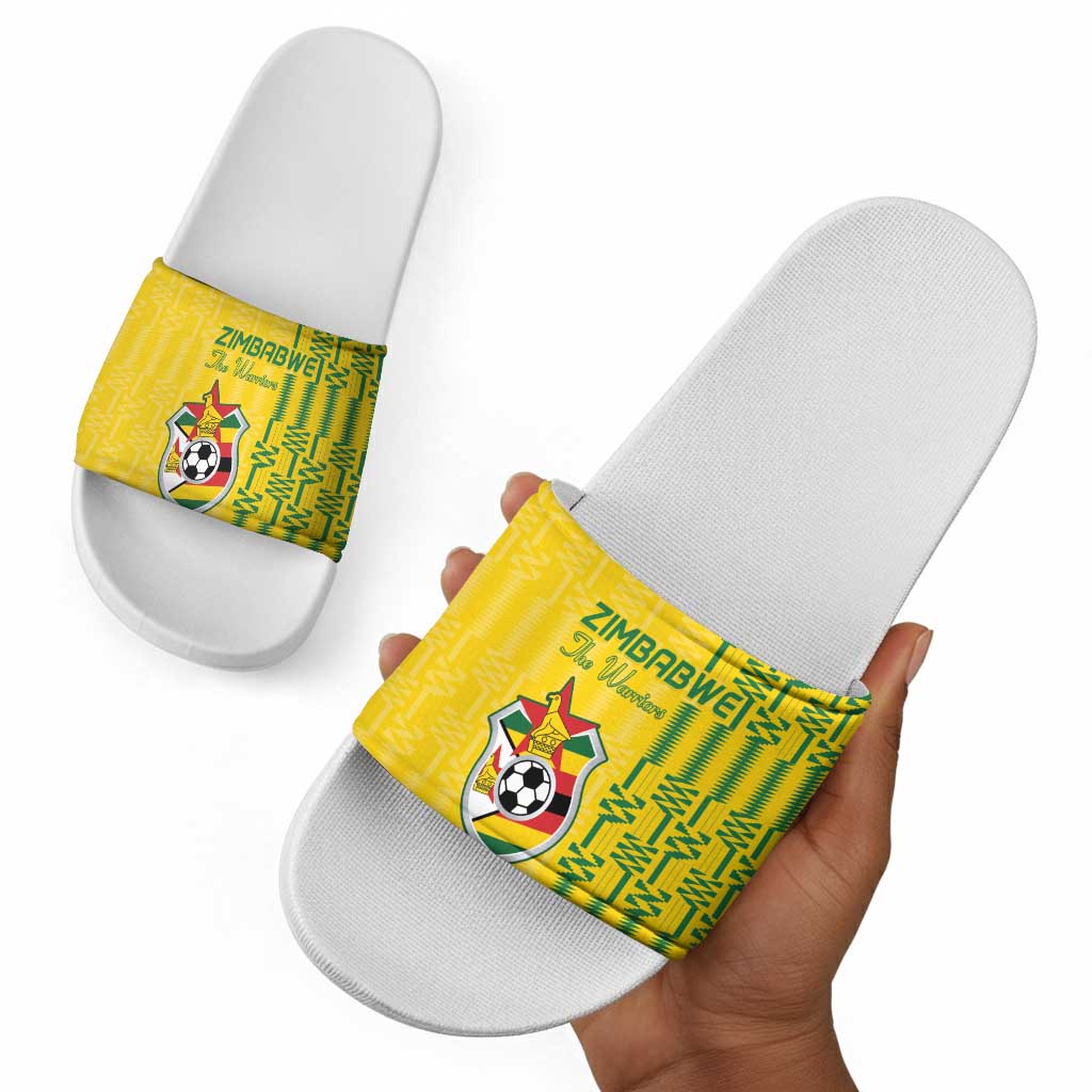 Zimbabwe Football Slide Sandals Come On Warriors - Kente Pattern - African Pride